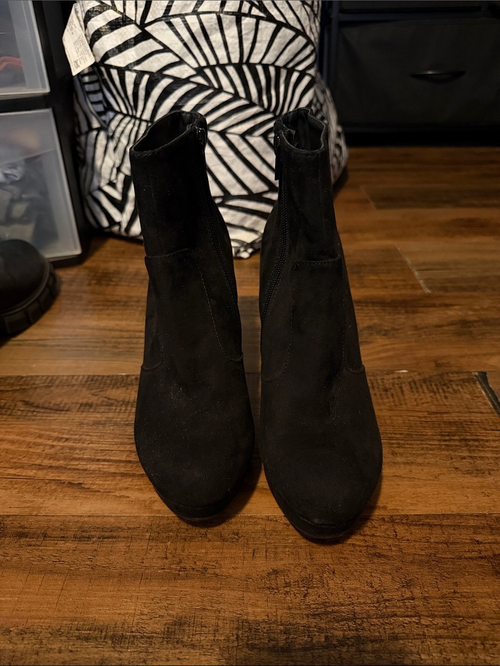 Mossimo Supply Co. Black Suede Ankle Heeled Boots
